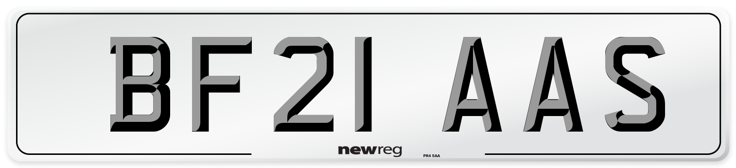 BF21 AAS Number Plate from New Reg